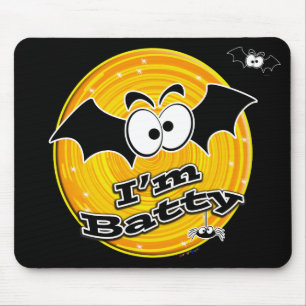 Tapis De Souris Je suis Batty Orange et Yellow Swirl
