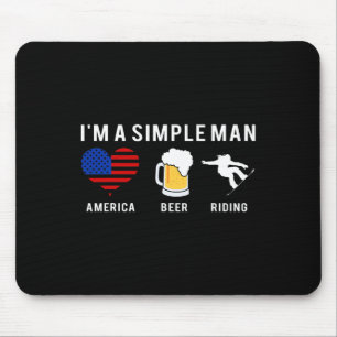 Tapis De Souris Je Suis Un Homme Simple Amérique Bière Snowboard S
