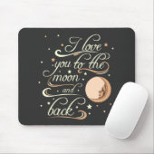 Tapis De Souris Je t'aime au noir de lune et de dos (Avec souris)