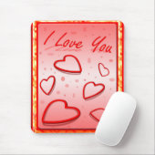 Tapis De Souris Je t'aime avec les coeurs Arrière - plan rose (Avec souris)