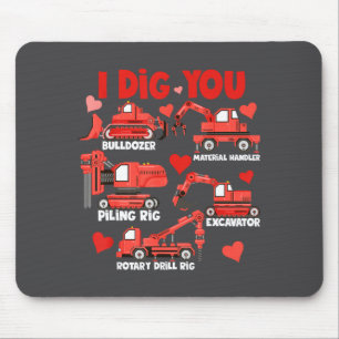 Tapis De Souris Je t'aime Camions de Construction Saint-Valentin G