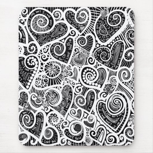 Tapis De Souris Je T'Aime Design D'Art Abstrait Scratch (Devant)