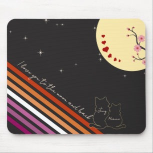Tapis De Souris Je t'aime jusqu'à la lune et retour Drapeau Lesbie