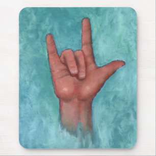 Tapis De Souris Je t'aime : Langue des signes américaine : Main