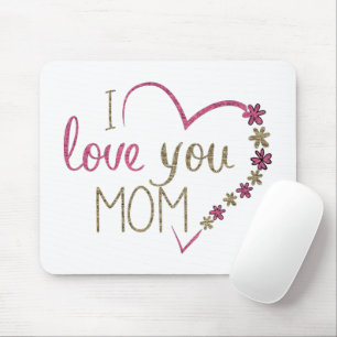 Tapis De Souris Je t'aime Maman Parties scintillant Coeur
