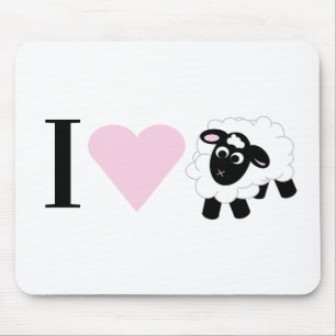 Tapis De Souris Je t'aime mignon mouton de dessin animé