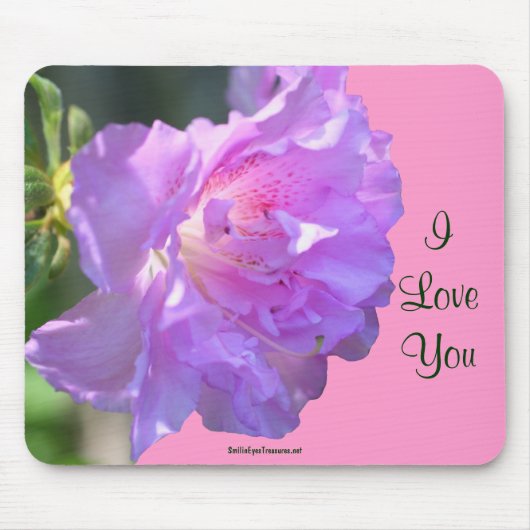 Tapis De Souris Je t'aime photo rose Mousepad de fleur d'azalée (Devant)