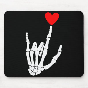 Tapis De Souris Je t'aime Squelette Signe de la main Asl Cœur Sain