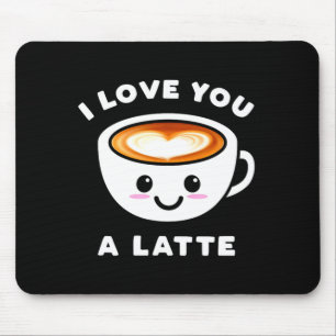 Tapis De Souris Je t'aime un Latte Drôle Mignon Cœur de café Valen