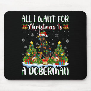 Tapis De Souris Je Veux Pour Noël Est Un Chien Doberman Xmas Tree