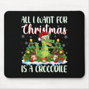 Tapis De Souris Je Veux Pour Noël Est Un Crocodile Xmas Tree Ligh