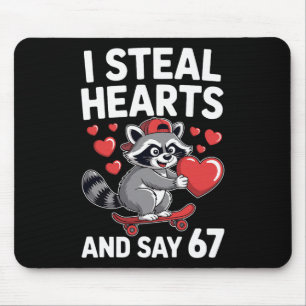 Tapis De Souris Je vole des cœurs et dis 67 drôle de Raton laveur