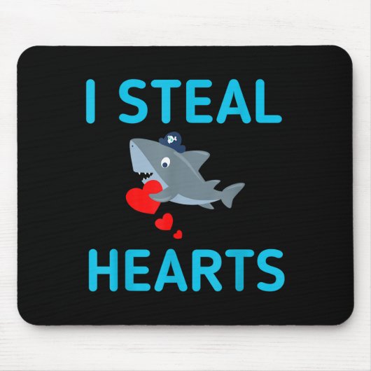 Tapis De Souris Je vole des coeurs Saint-Valentin Requin (Devant)