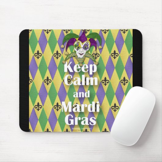 Tapis De Souris Jester Mask Keep Calm and Mardi Gras (Avec souris)