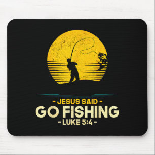 Tapis De Souris Jésus a dit allez à la pêche Luc 5_4 Pêcheurs chré