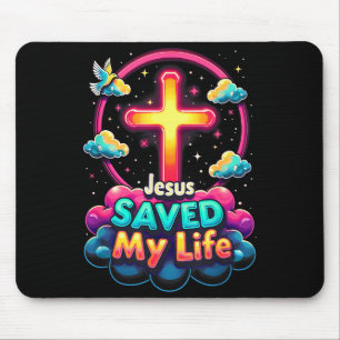 Tapis De Souris Jésus a sauvé ma vie Croix Chrétiens Bible Religio