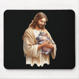 Tapis De Souris Jésus Aime Moo Deng Bouncy Pig Cute Ba