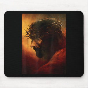 Tapis De Souris Jésus-Christ drôle avec couronne d'épines Graphiqu