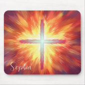 Tapis De Souris Jésus Croix sur feu Nom du client chrétien (Devant)