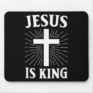 Tapis De Souris Jésus est le roi de la foi chrétienne Croix