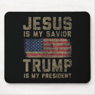 Tapis De Souris Jésus Est Mon Sauveur Trump Est Mon Président _1