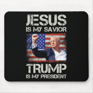 Tapis De Souris Jésus Est Mon Sauveur Trump Est Mon Président Amér