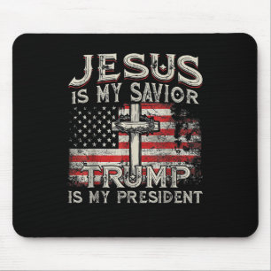 Tapis De Souris Jésus Est Mon Sauveur Trump Est Mon Président Amér