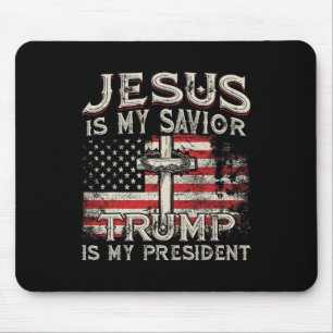 Tapis De Souris Jésus est mon sauveur Trump est mon président Amér