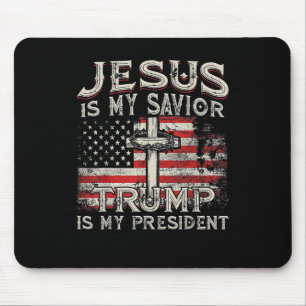 Tapis De Souris Jésus Est Mon Sauveur Trump Est Mon Président Amér