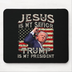 Tapis De Souris Jésus Est Mon Sauveur Trump Est Mon Président Amér