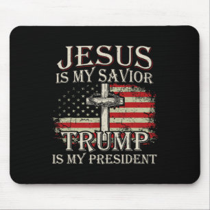 Tapis De Souris Jésus Est Mon Sauveur Trump Est Mon Président Amér