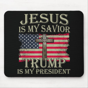 Tapis De Souris Jésus Est Mon Sauveur Trump Est Mon Président Amér