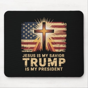 Tapis De Souris Jésus est mon sauveur Trump est mon président Bibl