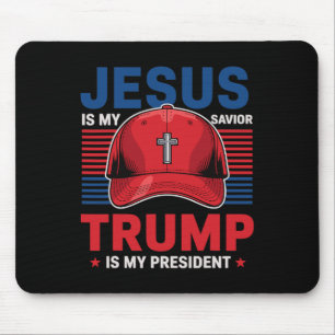 Tapis De Souris Jésus est mon sauveur Trump est mon président chré