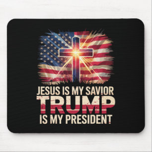 Tapis De Souris Jésus est mon sauveur Trump est mon président chré