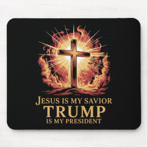 Tapis De Souris Jésus Est Mon Sauveur Trump Est Mon Président Chri