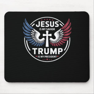 Tapis De Souris Jésus Est Mon Sauveur Trump Est Mon Président - Pa