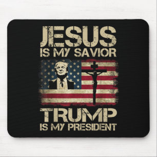 Tapis De Souris Jésus Est Mon Sauveur Trump Est Mon Président Trum