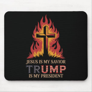 Tapis De Souris Jésus est mon sauveur Trump mon président Biblique
