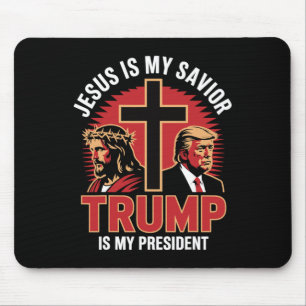 Tapis De Souris Jésus est mon sauveur Trump mon président chrétien