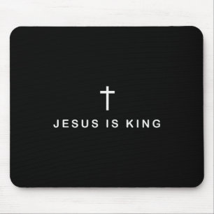 Tapis De Souris Jésus Est Roi Croix Subtil Chrétien Minimal Religi