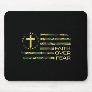 Tapis De Souris Jésus Foi Sur La Croix De Peur Camo Drapeau Améric