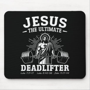 Tapis De Souris Jésus le souleveur de poids ultime (sur le dos)