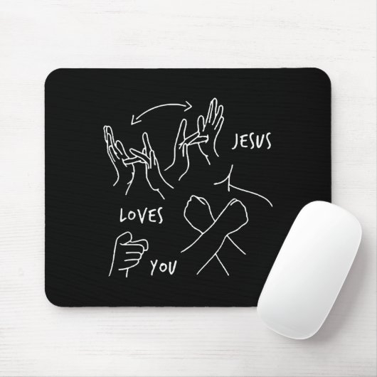 Tapis De Souris Jesus Loves You Asl Sign Language Christian (Avec souris)