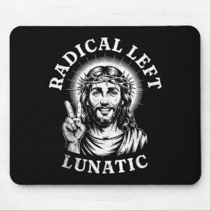 Tapis De Souris Jésus lunatique de gauche radicale