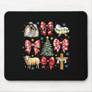 Tapis De Souris Jésus Naissance Coquette Noël Bow Nativité Scène