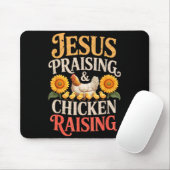 Tapis De Souris Jesus Praising & Chicken Raising Funny Faith F (Avec souris)