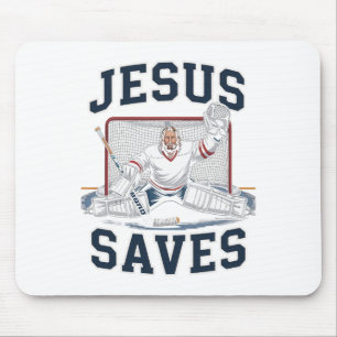 Tapis De Souris Jésus Sauve Équipe De Joueurs De Hockey Dieu Amate