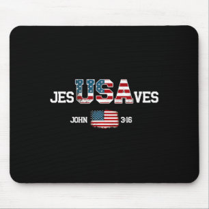 Tapis De Souris Jésus Sauve Le Drapeau Américain Des États-Unis Pa
