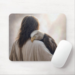 Tapis De Souris Jésus tenant un aigle chauve malade